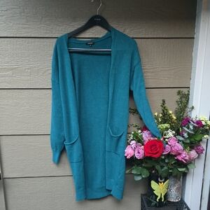 More And More Teal Longline Pocket Cardigan 8